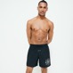 Men Embroidered Printed - Men Swim Trunks Embroidered Logo - Vilebrequin x BAPE® BLACK, Black front worn view