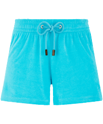 Women Others Solid - Women Terry Shorty Solid, Azure front view