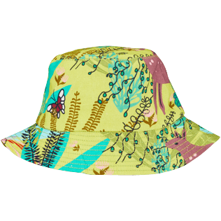 Cappello da pescatore unisex in lino stampato Jungle Rousseau Zenzero vista posteriore