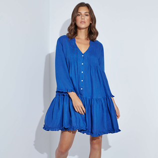 女款 Others 纯色 - 女士纯色亚麻罩衫, Denim frontworn 女款 Others 纯色 - 女士纯色亚麻罩衫, Denim frontworn