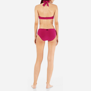 Women Halter Graphic - Women Front closure Bikini Top in Terry Cloth Striped, Amethyst supp3 Women Halter Graphic - Women Front closure Bikini Top in Terry Cloth Striped, Amethyst supp3