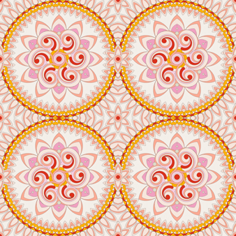 Pañuelo de seda cuadrado con estampado Mandala, Camellia estampado