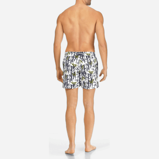Men Classic / Moorea Printed - Men Swimtrunks Bamboo Song, White backworn Men Classic / Moorea Printed - Men Swimtrunks Bamboo Song, White backworn