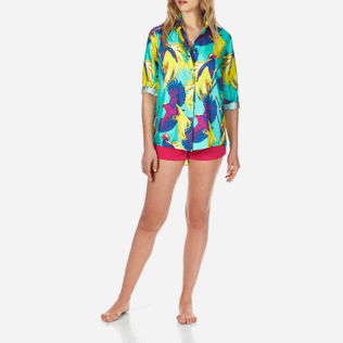 Mujer Camisetas Estampado - Camisa en sarga de seda con estampado Birds of Paradise para mujer, Veronese green supp3 Mujer Camisetas Estampado - Camisa en sarga de seda con estampado Birds of Paradise para mujer, Veronese green supp3