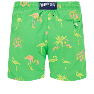 Men Classic Embroidered - Men Swimwear Embroidered 2012 Flamants Rose - Limited Edition, Grass green back view