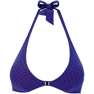 Women Halter Solid - Women Halter Bikini Top Micro Turtles, Sea blue front Women Halter Solid - Women Halter Bikini Top Micro Turtles, Sea blue front