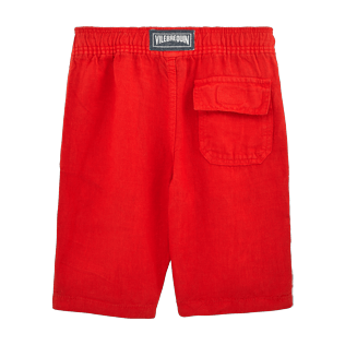 Niños Autros Liso - Bermudas cortas de lino con estampado liso para niño, Amapola back Niños Autros Liso - Bermudas cortas de lino con estampado liso para niño, Amapola back