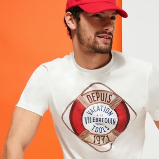 Hombre Autros Estampado - Camiseta de algodón para hombre, Off white detalles vista 1