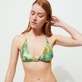 Top de bikini anudado alrededor del cuello con estampado Jungle Rousseau para mujer Jengibre vista frontal desgastada