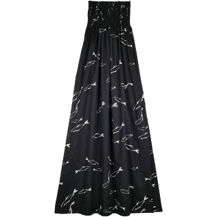 Women Others Printed - Women Long Bustier Cotton Voile Dress Fish Dance, Black back Women Others Printed - Women Long Bustier Cotton Voile Dress Fish Dance, Black back