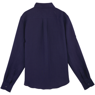 Mujer Autros Liso - Camisa clásica de lino, Azul marino back Mujer Autros Liso - Camisa clásica de lino, Azul marino back