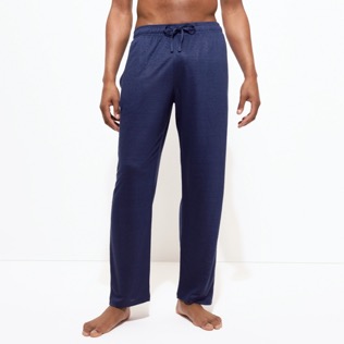 Herren Andere Uni - Unisex Linen Jersey Pants Solid, Marineblau Details Ansicht 1