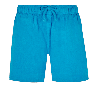 Boys Others Solid - Linen Boys Shorts Bermuda Solid, Hawaii blue front Boys Others Solid - Linen Boys Shorts Bermuda Solid, Hawaii blue front