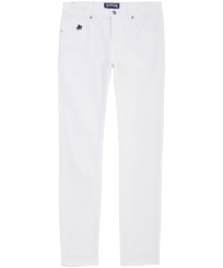 Pantaloni donna slim in velluto tinta unita Bianco vista frontale