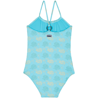 Girls Others Printed - Girls Swimwear Iridescent Flowers of Joy, Lazulii blue back view
