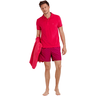 Hombre Autros Liso - Polo en tejido terry de color liso para hombre, Grosella supp2 Hombre Autros Liso - Polo en tejido terry de color liso para hombre, Grosella supp2