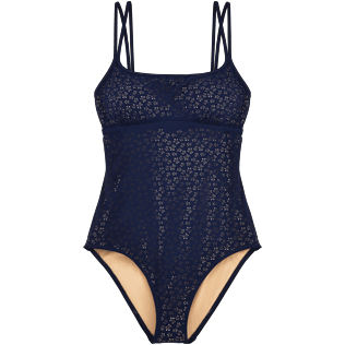 Damen Einteiler Lazercut - Micro Ronde des Tortues-Badeanzug, Marineblau front Damen Einteiler Lazercut - Micro Ronde des Tortues-Badeanzug, Marineblau front