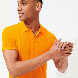 Hombre Autros Liso - Polo Tencel™ de color liso para hombre, Albaricoque detalles vista 4