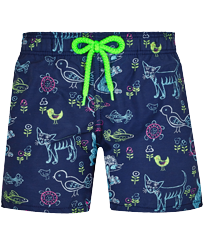 Boys Others Printed - Boys Swimwear Rabbits and Poodles - Vilebrequin x Florence Broadhurst, Navy front view