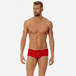 Men Swim brief and Boxer Solid - Men Fitted Swim Brief Tuxedo, Red polish frontworn Men Swim brief and Boxer Solid - Men Fitted Swim Brief Tuxedo, Red polish frontworn