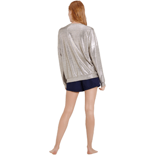 Mujer Autros Liso - Sudadera de malla de lúrex de color liso para mujer, Oro backworn Mujer Autros Liso - Sudadera de malla de lúrex de color liso para mujer, Oro backworn