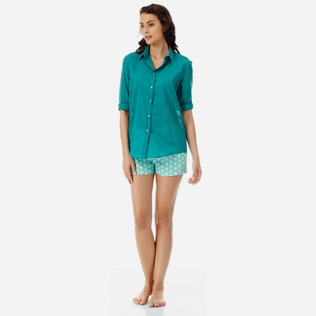 Mujer Autros Liso - Camisa de algodón de color liso con espalda descubierta para mujer, Pinos supp3 Mujer Autros Liso - Camisa de algodón de color liso con espalda descubierta para mujer, Pinos supp3
