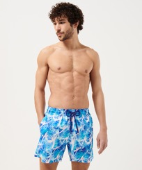 Herren Andere Bedruckt - Ultraleichte und verstaubare Paradise Vintage Badeshorts für Herren, Purple blue Vorderseite getragene Ansicht
