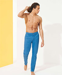 Men Others Solid - Men Jogging Gabardine Pants, Ming blue front worn view