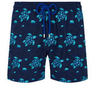 Herren Klassische Bestickt - Turtles Jewels Badeshorts mit Stickerei für Herren – Limited Edition, Marineblau Vorderansicht