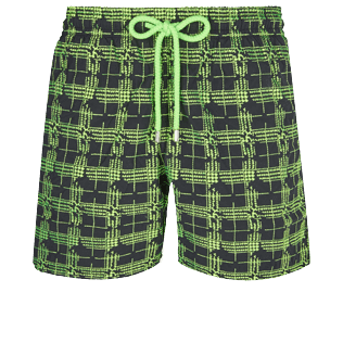 Men Embroidered Embroidered - Men Swim Trunks Embroidered Carreaux - Limited Edition, Black front view