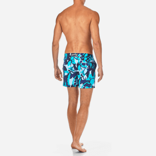 Men Fitted Printed - Camouflage Turtles Fitted cut Swim shorts, Azure backworn Men Fitted Printed - Camouflage Turtles Fitted cut Swim shorts, Azure backworn