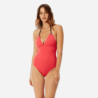 Women One piece Solid - Women one piece swimsuit Neoprene, Hibiscus frontworn Women One piece Solid - Women one piece swimsuit Neoprene, Hibiscus frontworn