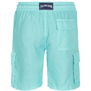 Men Others Solid - Men Cargo Linen Bermuda Shorts Solid, Lagoon back Men Others Solid - Men Cargo Linen Bermuda Shorts Solid, Lagoon back