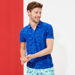 Men Others Solid - Men Terry Jacquard Polo Shirt Solid, Sea blue frontworn Men Others Solid - Men Terry Jacquard Polo Shirt Solid, Sea blue frontworn