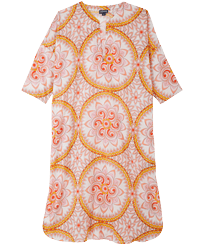 Damen Andere Bedruckt - Mandala Langes Strandkleid aus Baumwolle für Damen, Camellia Vorderansicht