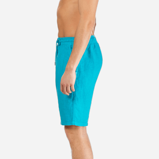 Men Others Solid - Men Italian Pockets Linen Bermuda Shorts Solid, Curacao supp3 Men Others Solid - Men Italian Pockets Linen Bermuda Shorts Solid, Curacao supp3