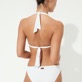 Mujer Halter Bordado - Top de bikini anudado alrededor del cuello con bordado inglés para mujer, Blanco vista trasera desgastada