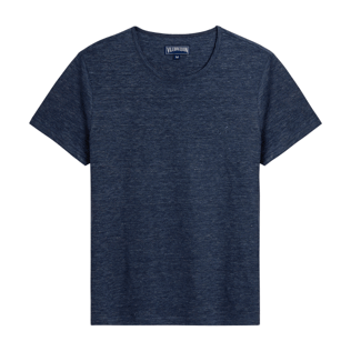 Imagen de Hombre Autros Liso - Camiseta de lino de color liso unisex, Navy heather vista frontal Imagen de Hombre Autros Liso - Camiseta de lino de color liso unisex, Navy heather vista frontal