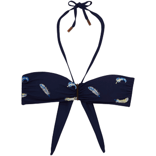 Women Bandeau Embroidered - Blue Breath Embroidered Bandeau bikini top, Navy front Women Bandeau Embroidered - Blue Breath Embroidered Bandeau bikini top, Navy front