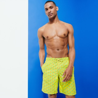 Men Long classic Printed - Men Long Swim Shorts Micro Tortues Rainbow, Ginger front worn view