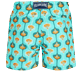 Men Classic Embroidered - Men Swim Trunks Embroidered Shell 70' - Limited Edition, Lazulii blue back view