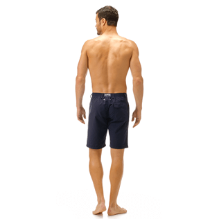 Uomo Altri Unita - Bermuda uomo a sigaretta in tessuto per costumi tinta unita, Blu marine backworn Uomo Altri Unita - Bermuda uomo a sigaretta in tessuto per costumi tinta unita, Blu marine backworn