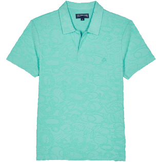 Men Others Solid - Men Terry Jacquard Polo Shirt Solid, Lagoon front view