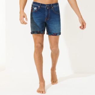Uomo Altri Stampato - Bermuda uomo in denim con stampa 1977 Spring Flower, Blu marine supp6 Uomo Altri Stampato - Bermuda uomo in denim con stampa 1977 Spring Flower, Blu marine supp6