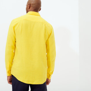 Men Others Solid - Men Linen Shirt Solid, Safran backworn Men Others Solid - Men Linen Shirt Solid, Safran backworn