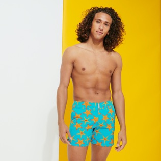 Men Others Printed - Men Flat Belt Stretch Swimwear Starfish Dance, Curacao front worn view