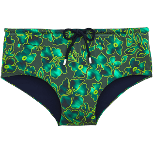Men Short Printed - Natural Flowers Swim briefs, Olive front Men Short Printed - Natural Flowers Swim briefs, Olive front