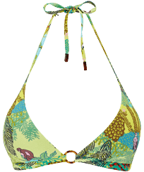 Women Fitted Printed - Women Halter Bikini Top Jungle Rousseau, Ginger front view