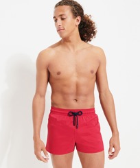 Men Others Solid - Men Swimwear Short and Fitted Stretch Solid, Burgundy front worn view