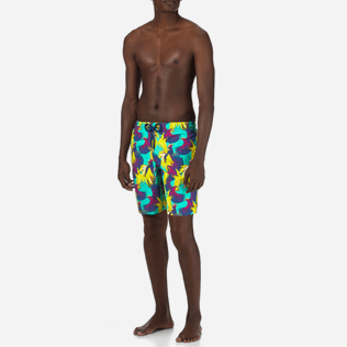 Men Long Printed - Men Long Swimtrunks Birds of Paradise, Veronese green frontworn Men Long Printed - Men Long Swimtrunks Birds of Paradise, Veronese green frontworn